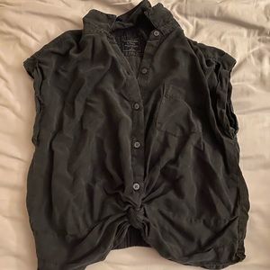 Abercrombie & Fitch Black Button Down Crop Top
